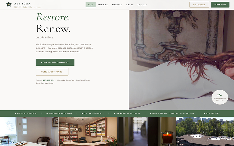 All Star Lake Spa — redesigned website